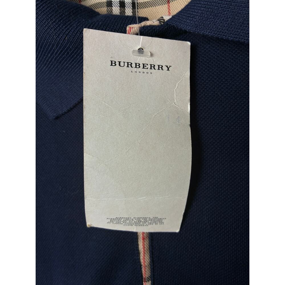 NWT Burberry Novo Check Polo Shirt Mens Small Navy Blue Iconic Plaid Old Money - Picture 6 of 7
